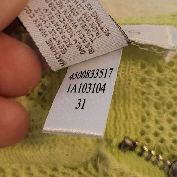 Chico's Women's Neon Yellow/Green Open Knit Full Zip Hoodie Size US L/ 2 - Picture 5 of 5